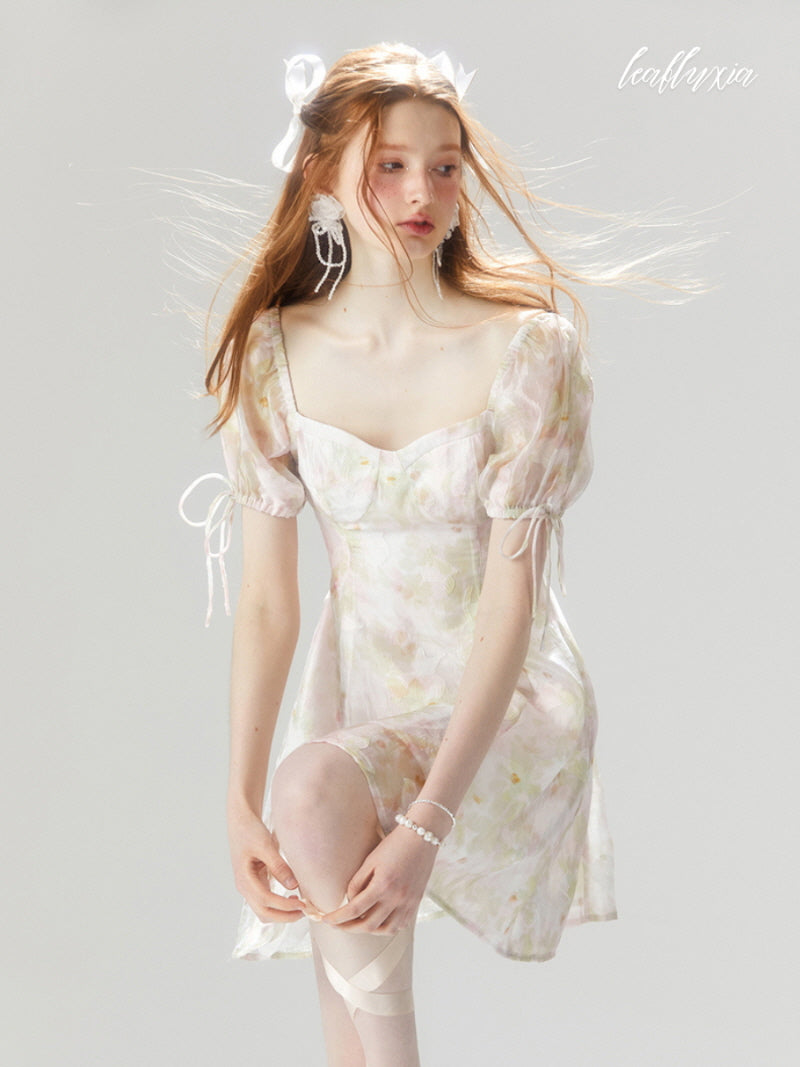 Soft Petal Mist Mini Dress