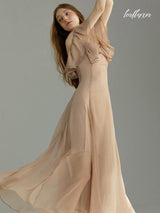 Champagne Breeze Ruffle Dress