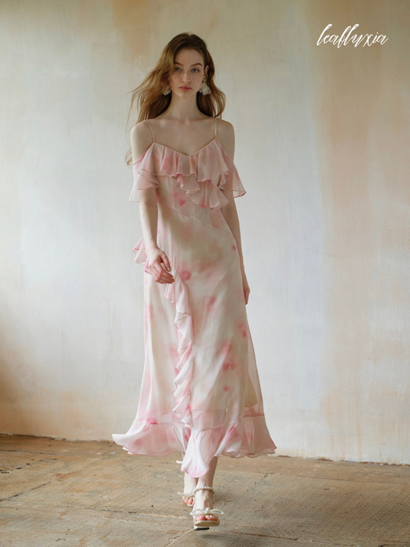 Blush Petal Ruffle Dress