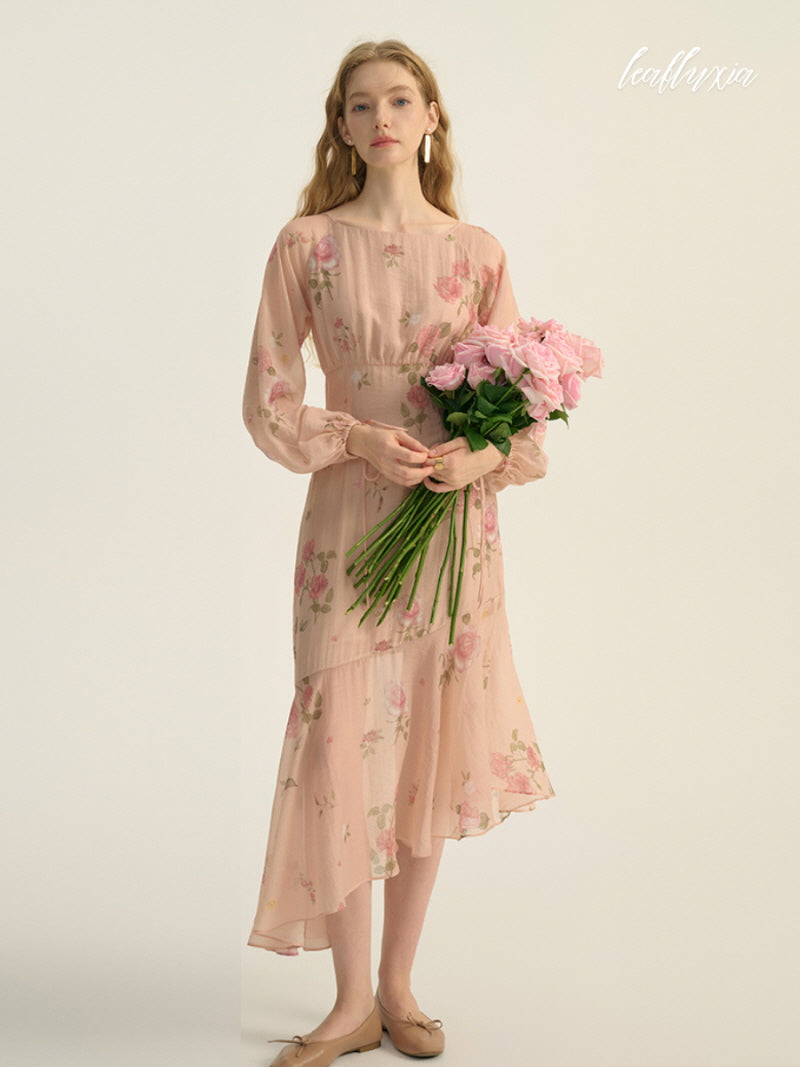 Blush Bloom Layered Midi Dress