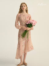 Blush Bloom Layered Midi Dress