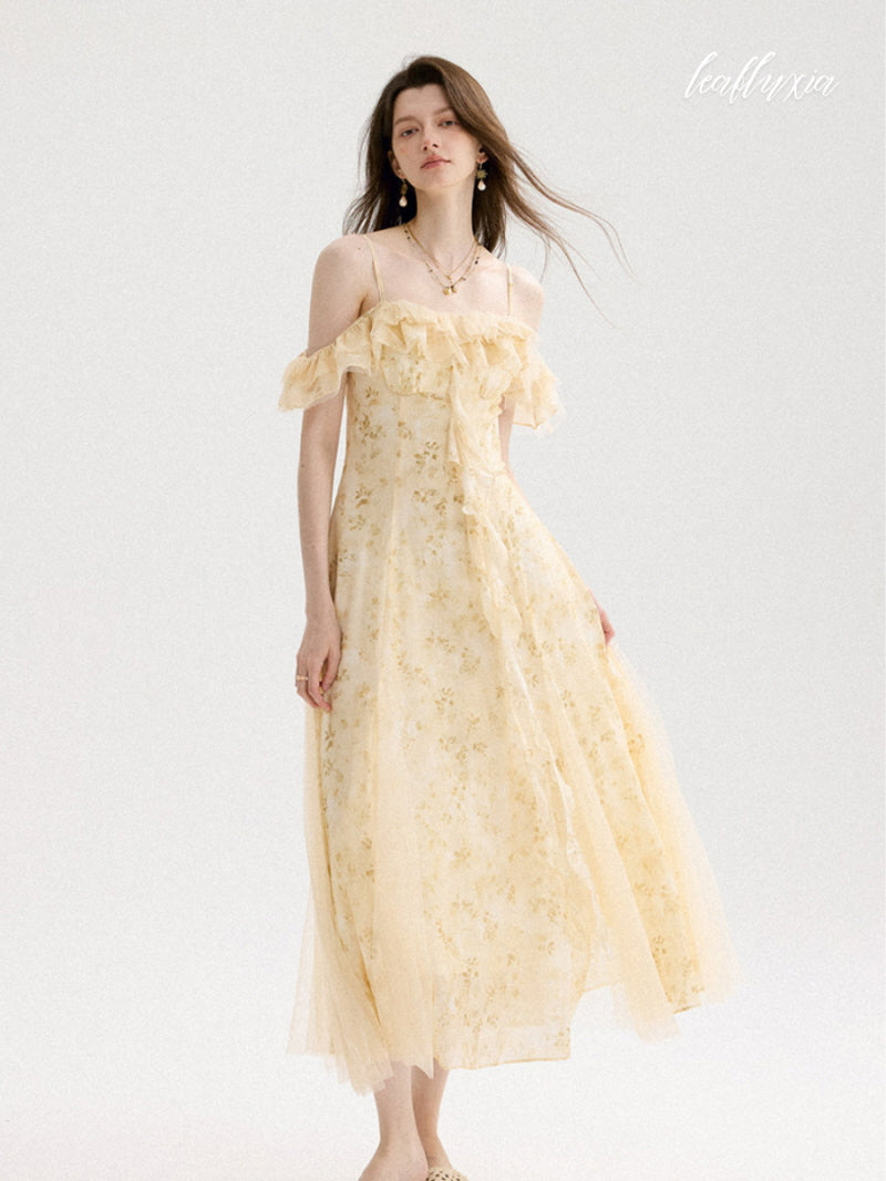 Golden Petal Reverie Dress