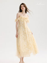Golden Petal Reverie Dress