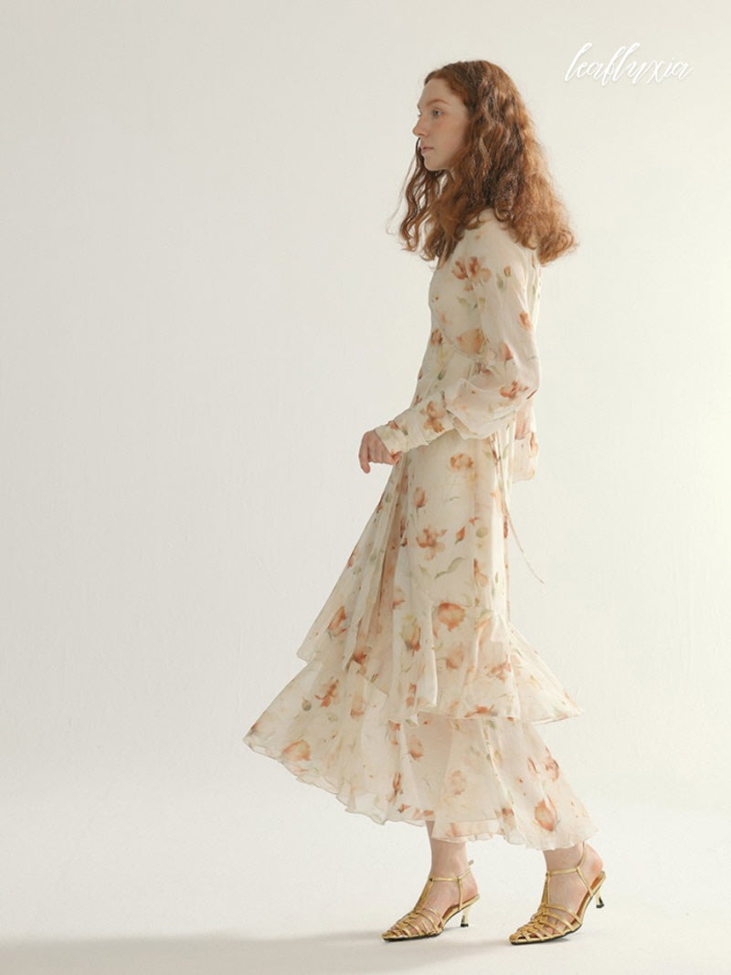 Floral Ruffle Long Dress