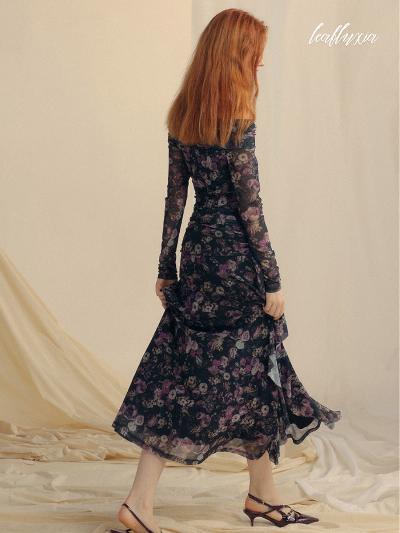 Amethyst Bloom Slit Dress