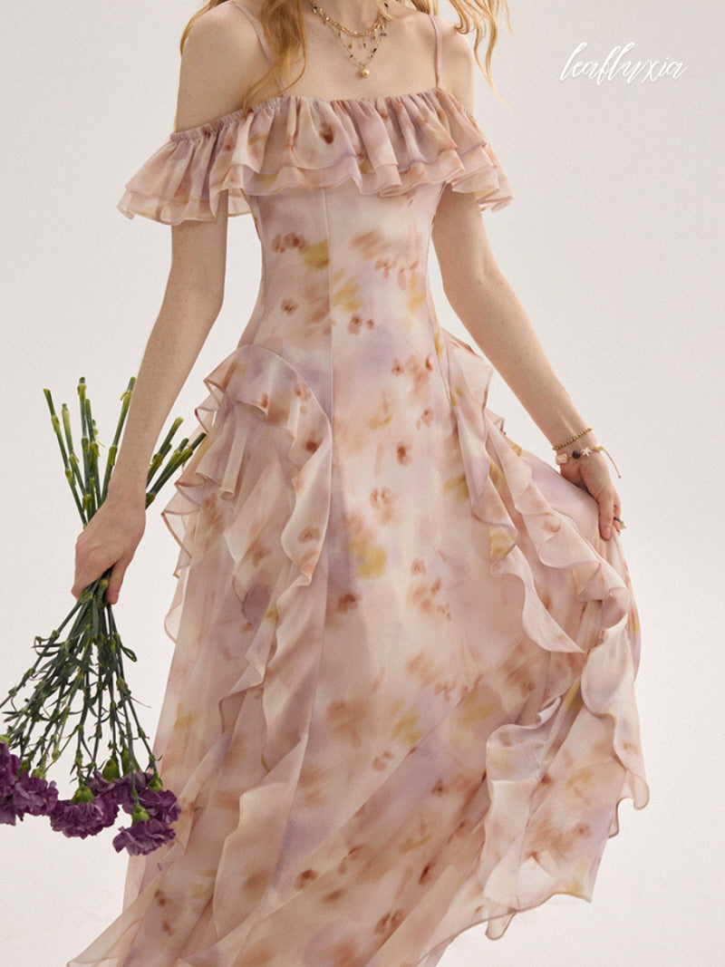 Ethereal Bloom Off-Shoulder Dress