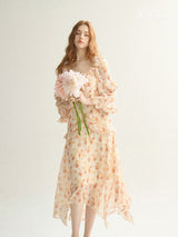 Golden Bloom Asymmetric Dress