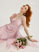 Blushing Petal Cascade Dress