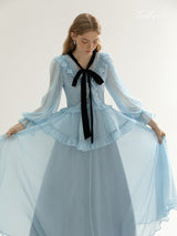 Serene Ruffle Bow Maxi Dress