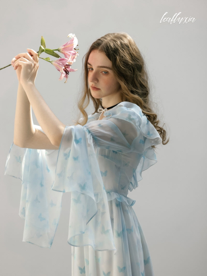 Sky Flutter Chiffon Dress