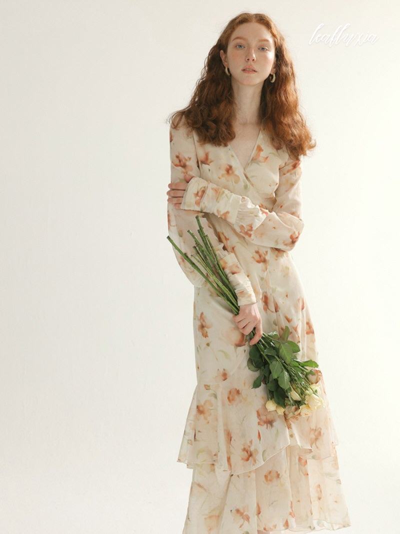 Floral Ruffle Long Dress