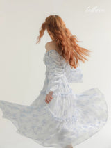 Blue Blossom Chiffon Dress