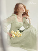 Embroidered Mint Blossom Dress