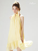 Lemon Glow Halter Dress