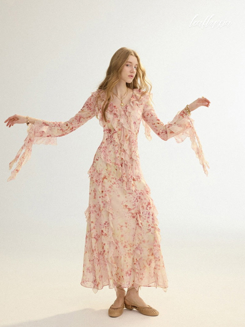 Rose Mist Cascade Dress