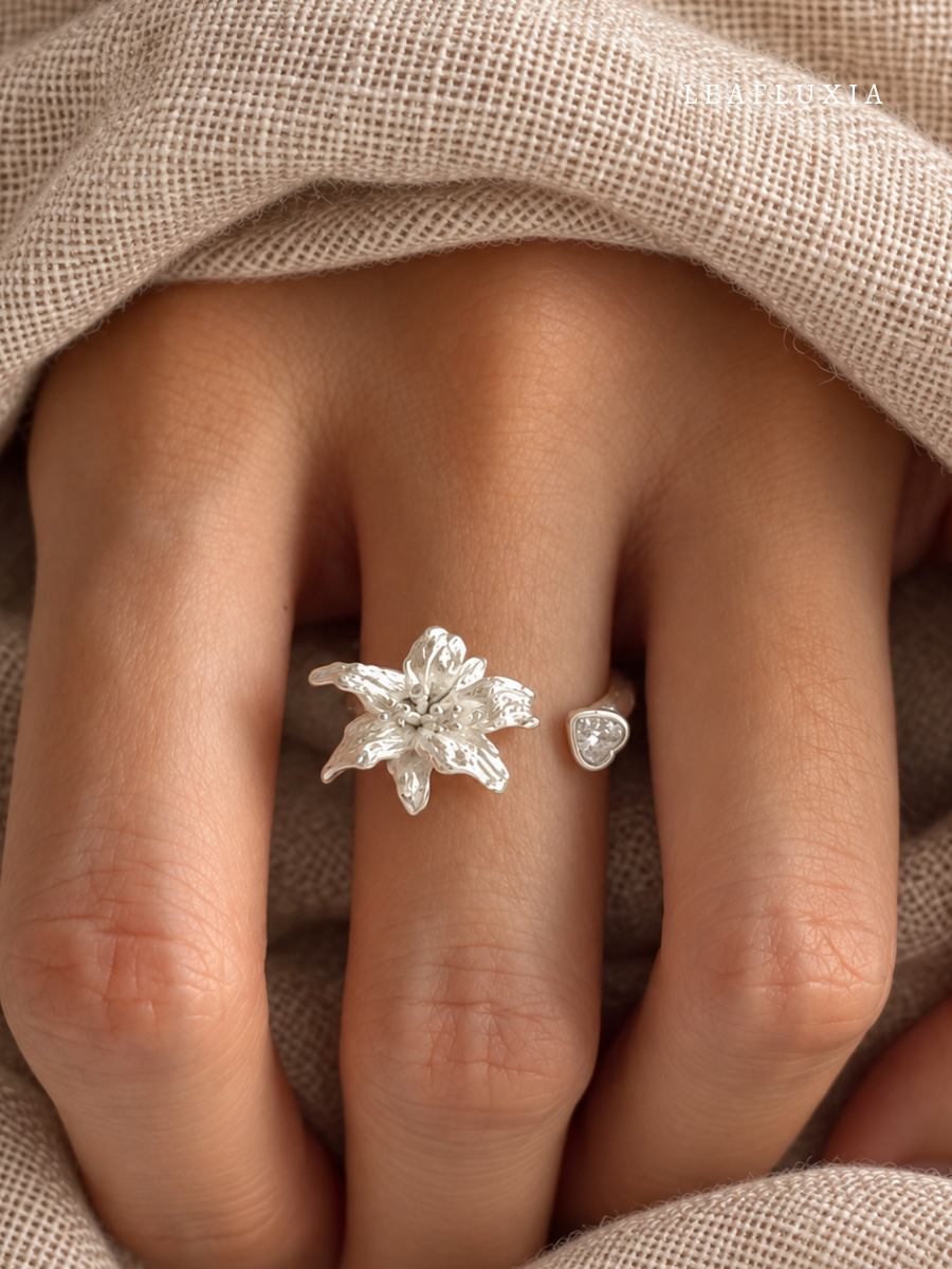 Lily Bloom Adjustable Ring | 925 Sterling Silver