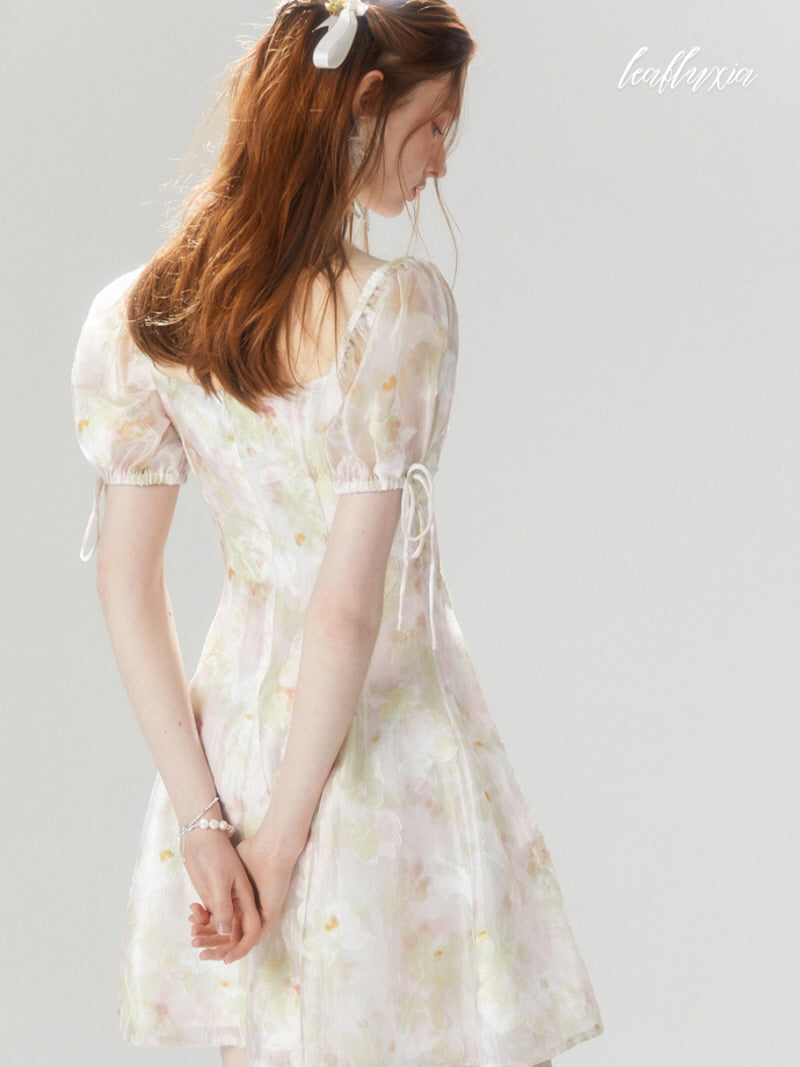 Soft Petal Mist Mini Dress