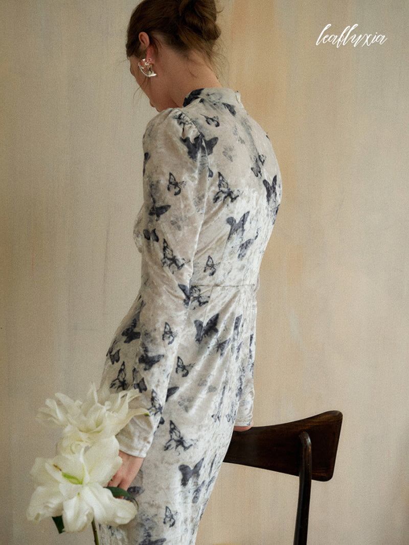 Shadow Wings Velvet Dress