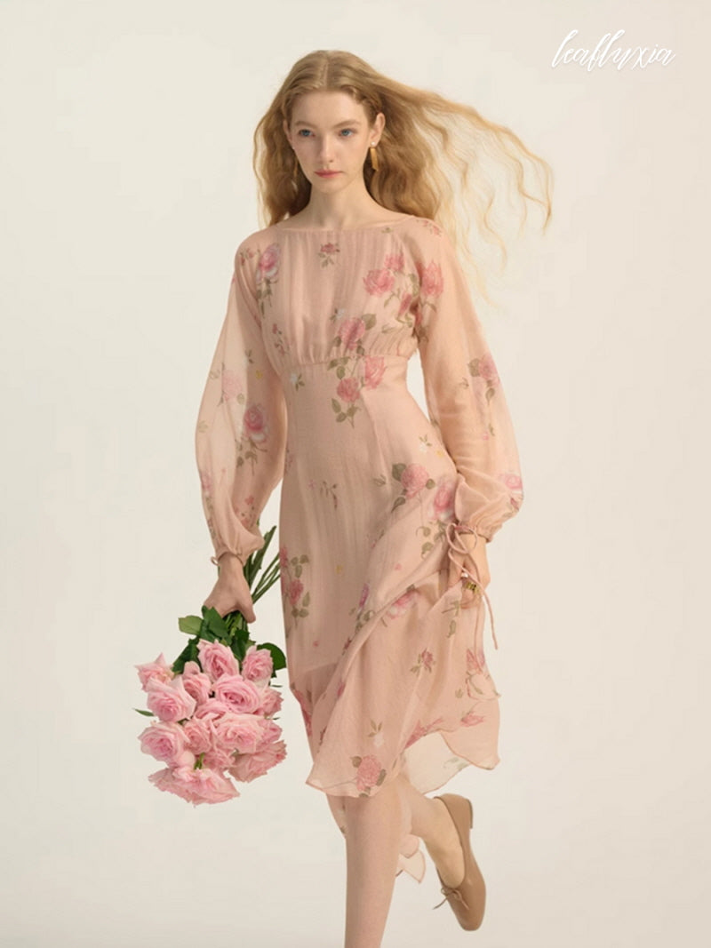 Blush Bloom Layered Midi Dress