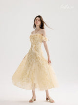 Golden Petal Reverie Dress