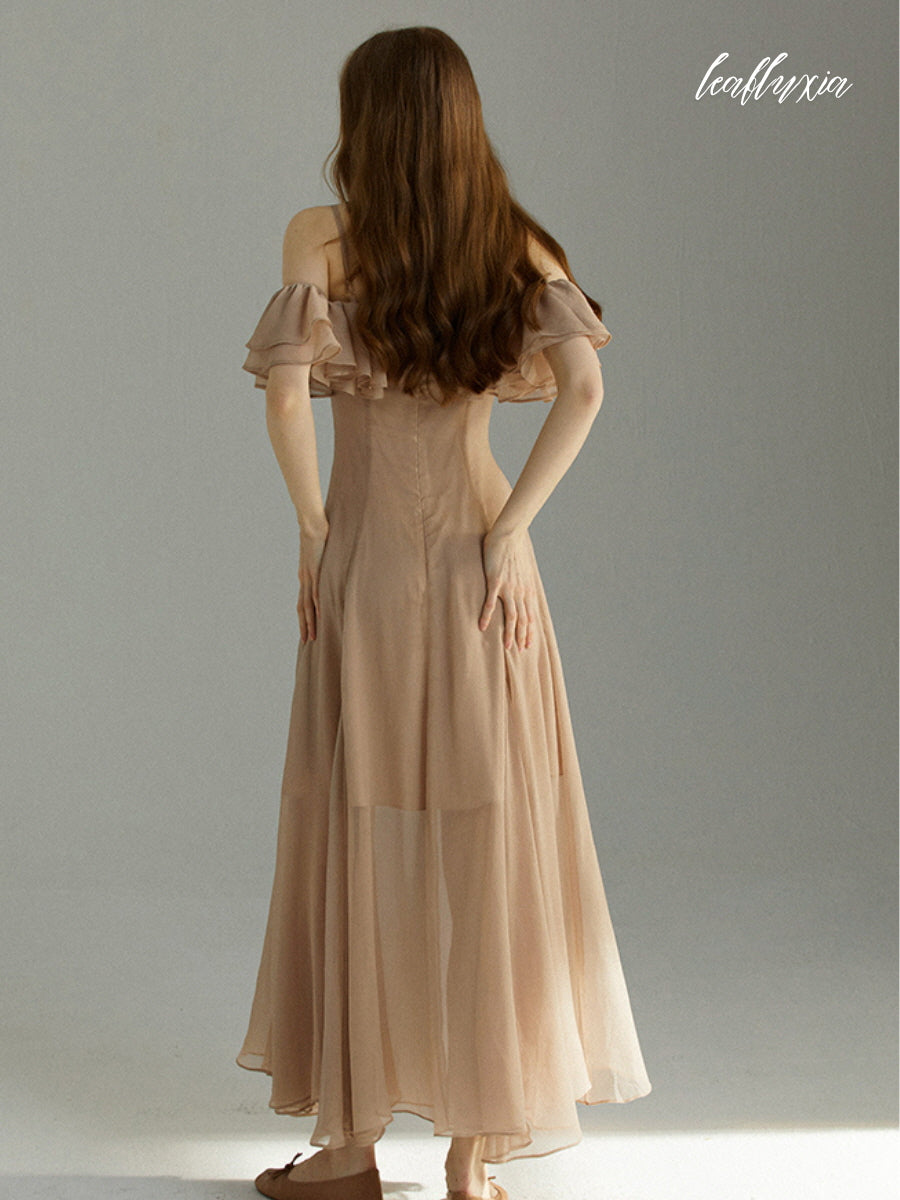 Champagne Breeze Ruffle Dress