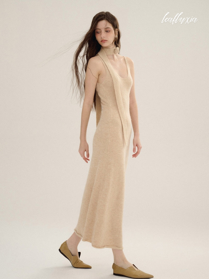 Sunlit Beige Knit Dress
