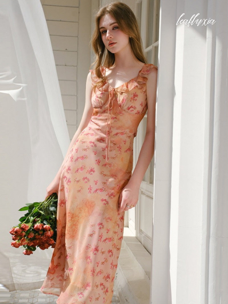 Crimson Veil Bloom Dress