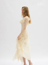 Soft Butter Puff Dress