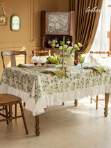 Sage Blossom Ruffle Tablecloth