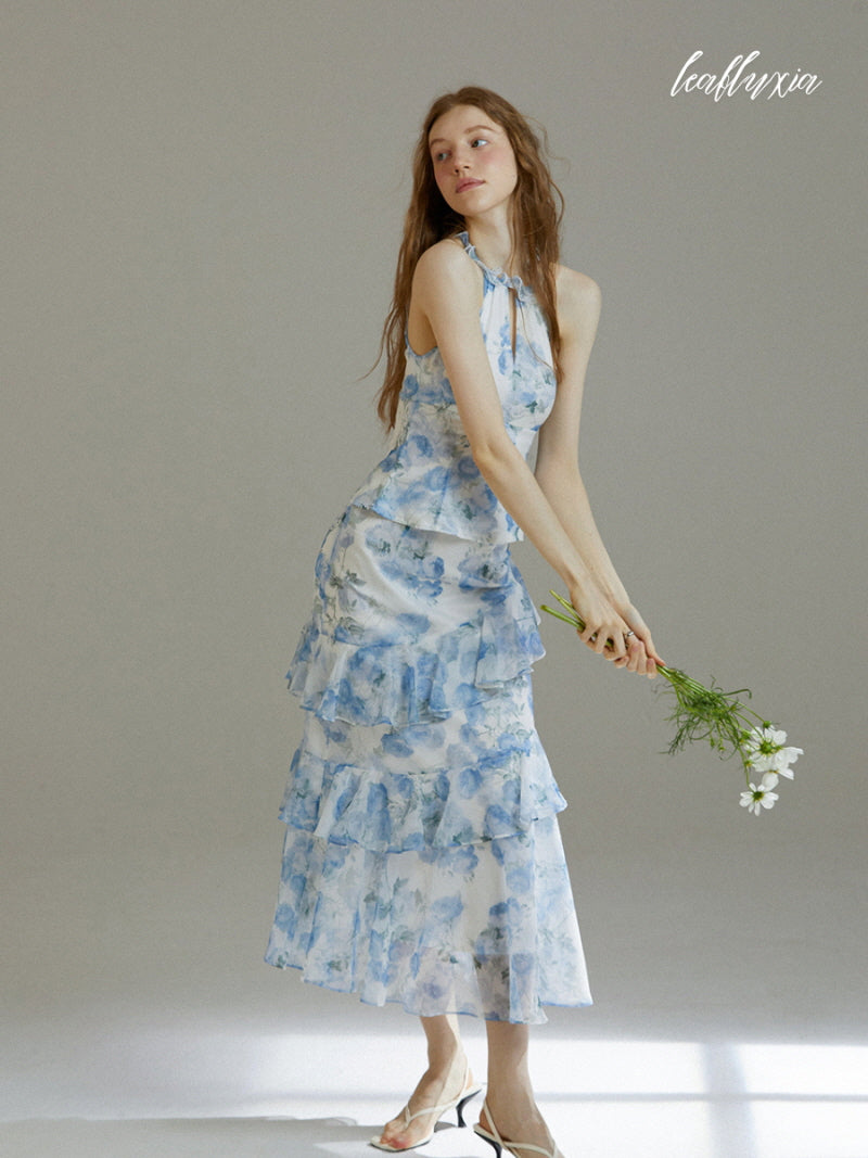 Azure Ruffle Dress