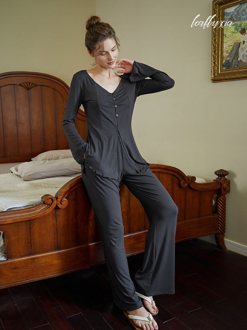 Charcoal Autumn Elegance  Lounge Wear