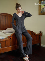 Charcoal Autumn Elegance  Lounge Wear