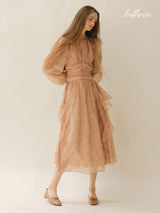 Peach Blossom Long Sleeve Dress