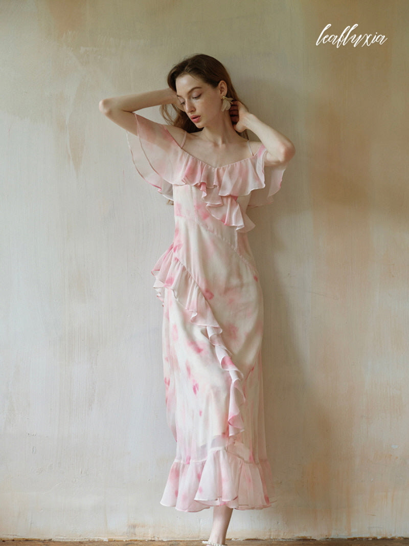 Blush Petal Ruffle Dress