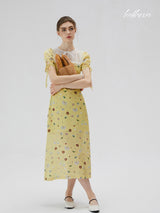 Golden Meadow Floral Midi Dress