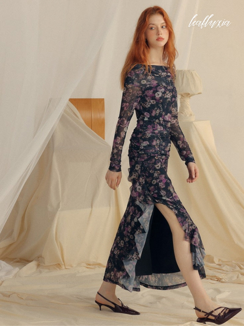 Amethyst Bloom Slit Dress