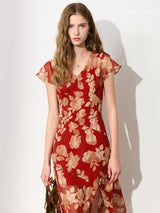 Crimson Hibiscus Dress