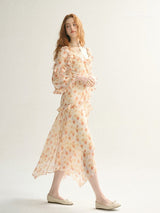 Golden Bloom Asymmetric Dress