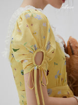 Golden Meadow Floral Midi Dress