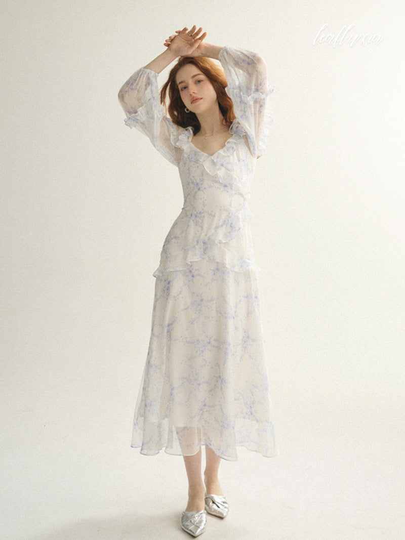 Blue Mist Ruffle Dress