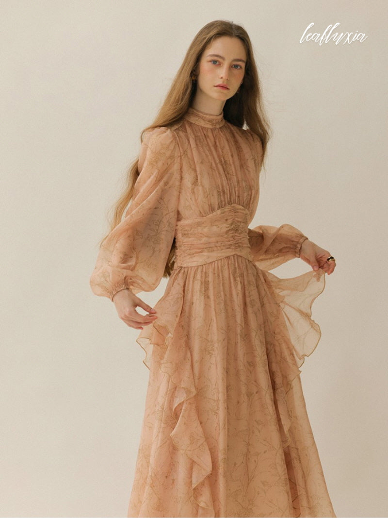 Peach Blossom Long Sleeve Dress