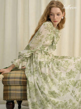 Verdant Whisper Ruffle Dress