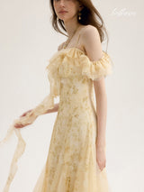 Golden Petal Reverie Dress