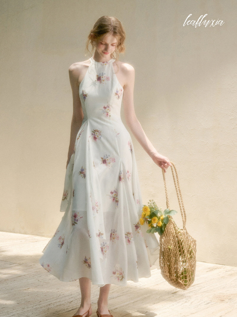 Sunlit Garden Halter Dress