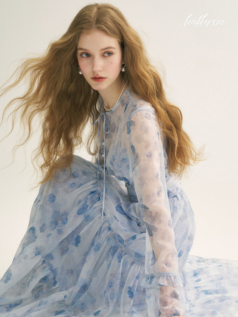 Moonlit Blossom Tiered Dress