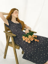Vintage Petal Midi Dress