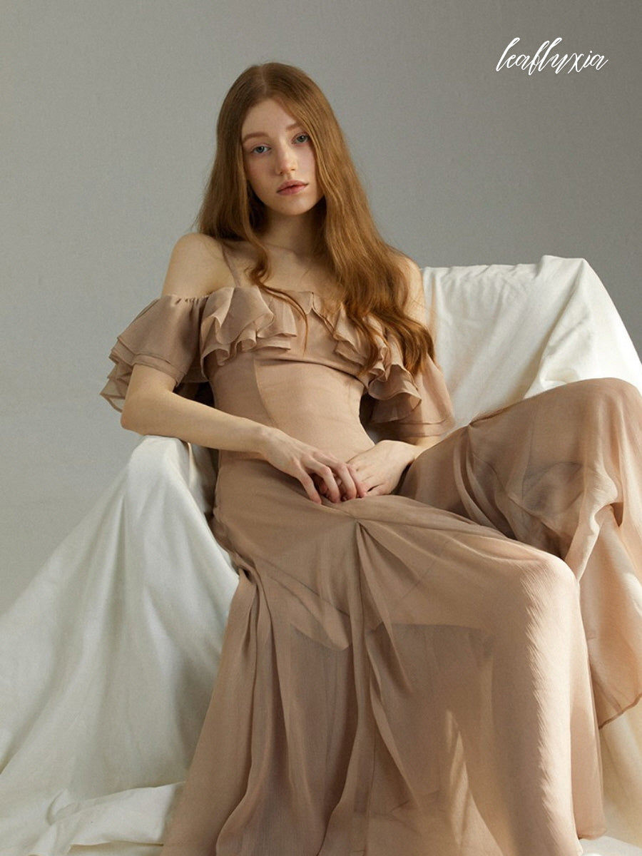 Champagne Breeze Ruffle Dress