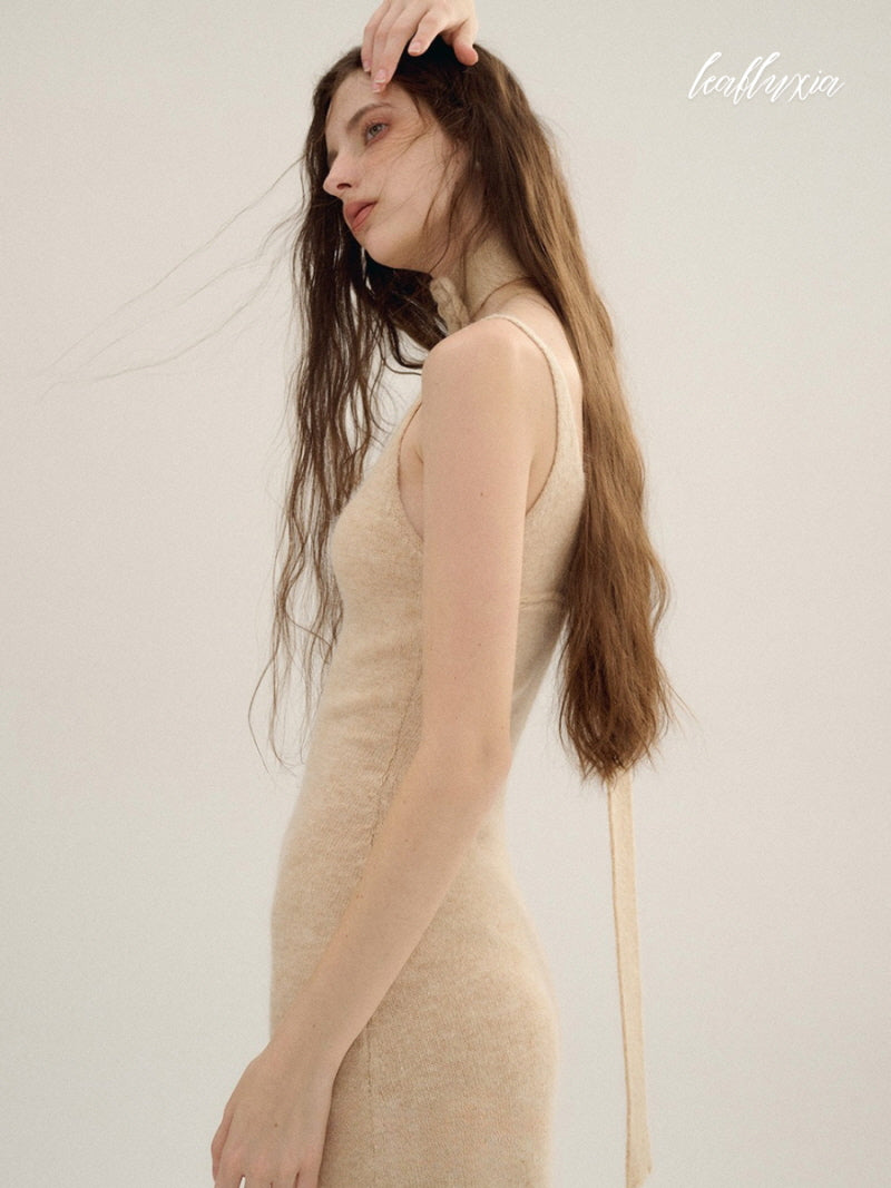 Sunlit Beige Knit Dress