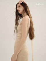 Sunlit Beige Knit Dress
