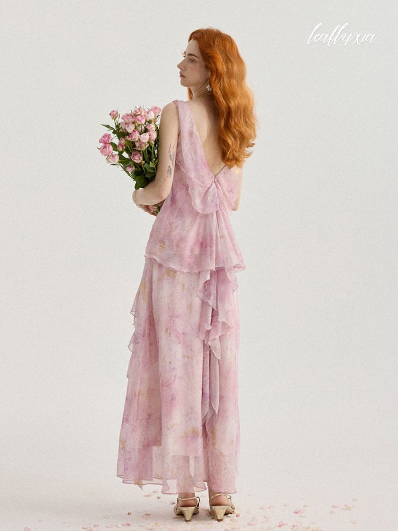 Blushing Petal Cascade Dress